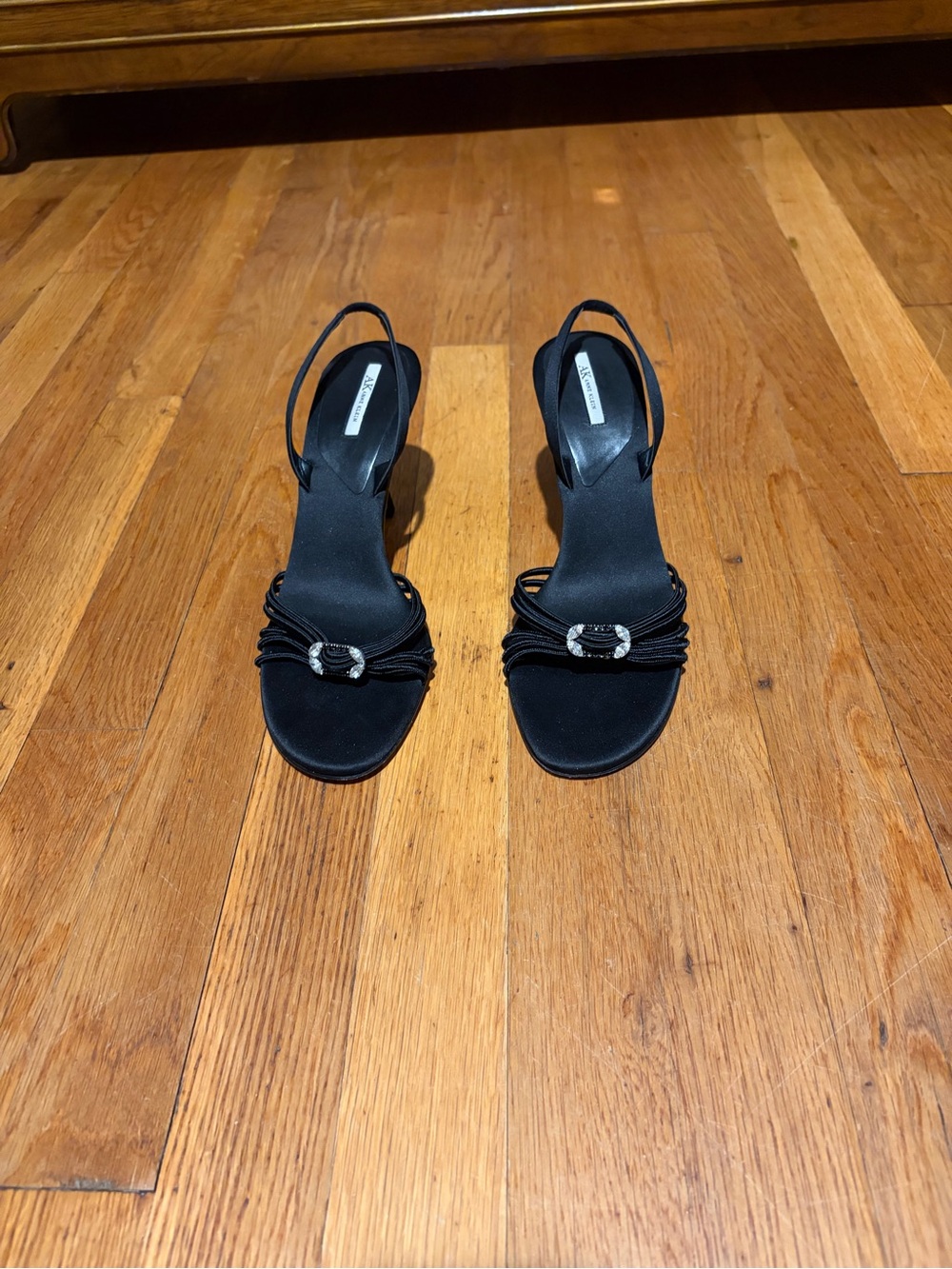 Anne Klein Black Slingback Heels with Rhinestone Accent
